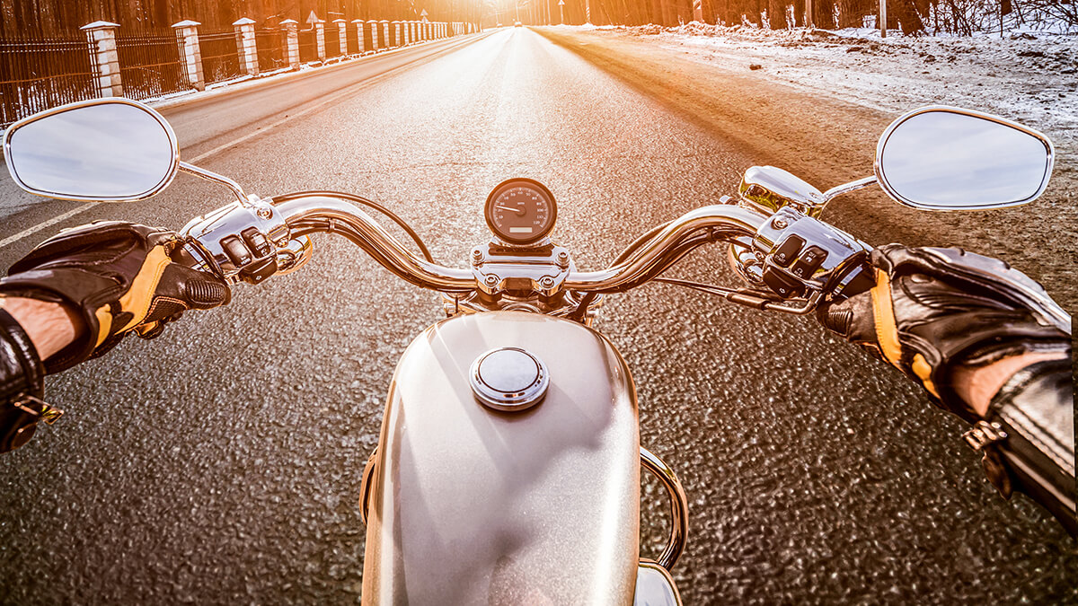 An early morning wintery motorcycle ride