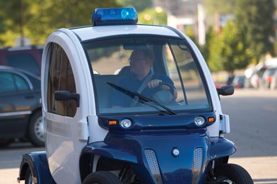 A security guard patrolling a neighborhold